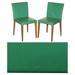 Wichtiges Paar SELTENE ORIGINAL ROLEX GRÜNE LEDER-BOUTIQUE DEALERS ARMCHAIRs