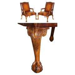 PAIR OF COUNCILL USA BROWN CROCODILE ALLIGATOR LEATHER CLAW & BALL ARMCHAIRs