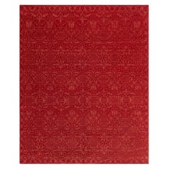 Modern Tibetan Red Floral Handmade Wool Rug by Doris Leslie Blau