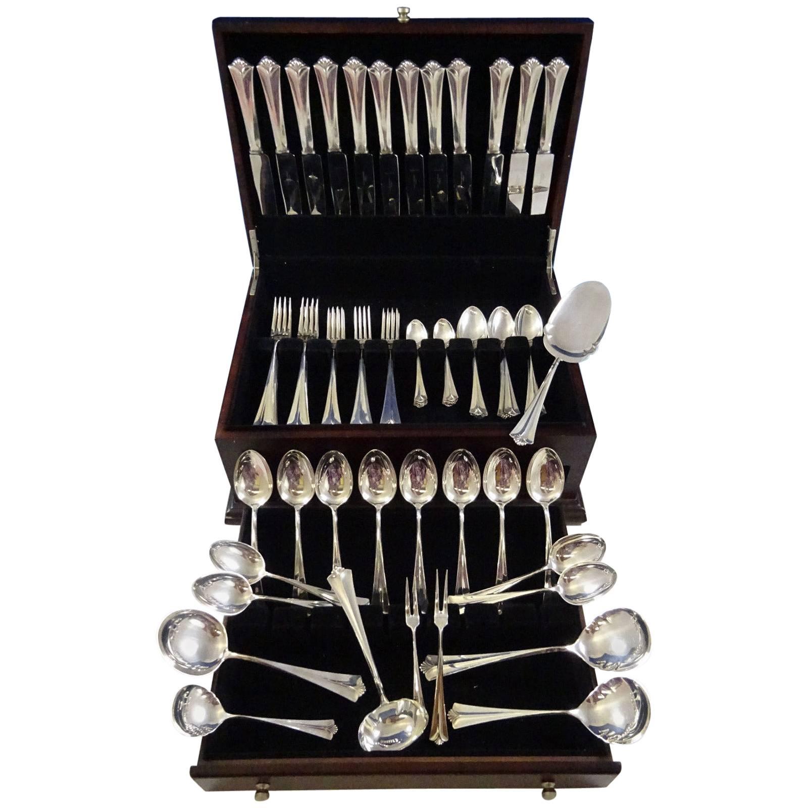 Town Hall by David Andersen Norwegian Sterling Silver Flatware Set Service 80 Pc