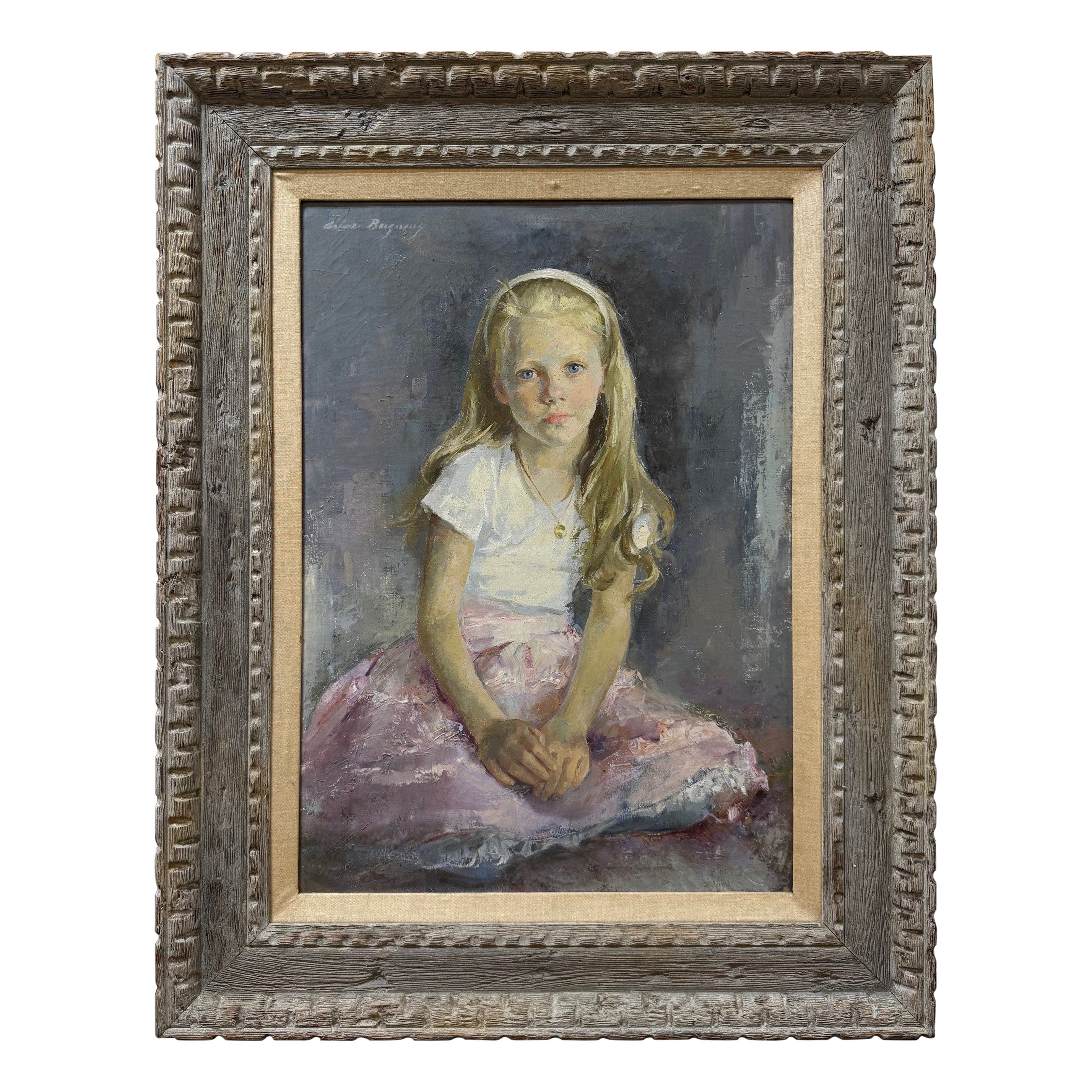 Late 20th Century Original Oil on Canvas Portrait Painting by Ariane Beigneux