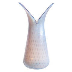 Fratelli Toso Murano Opalescent Lavender Bubbles Italian Art Glass Flower Vase
