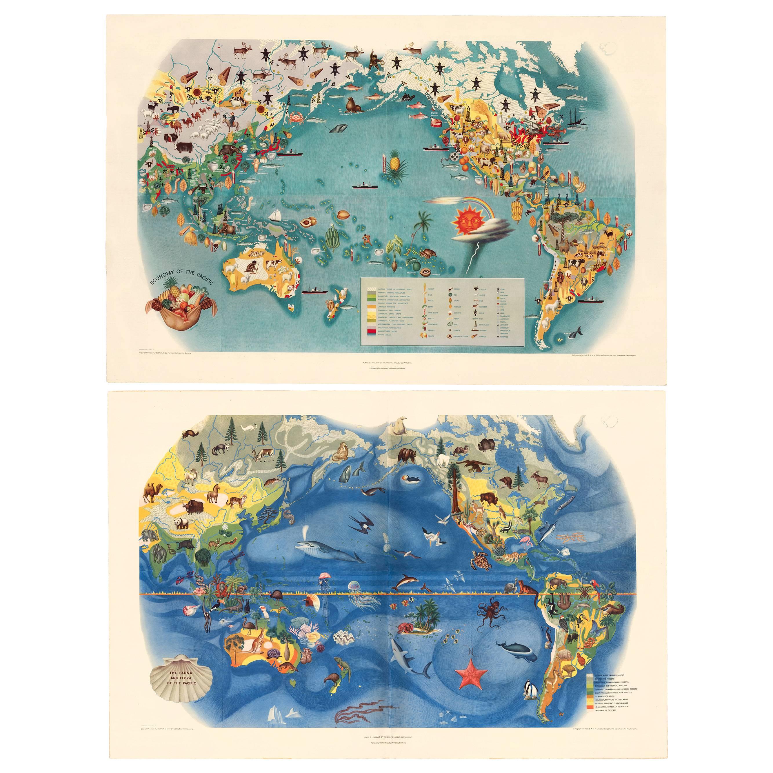Pair of Miguel Covarrubias Pacific Maps, 1939