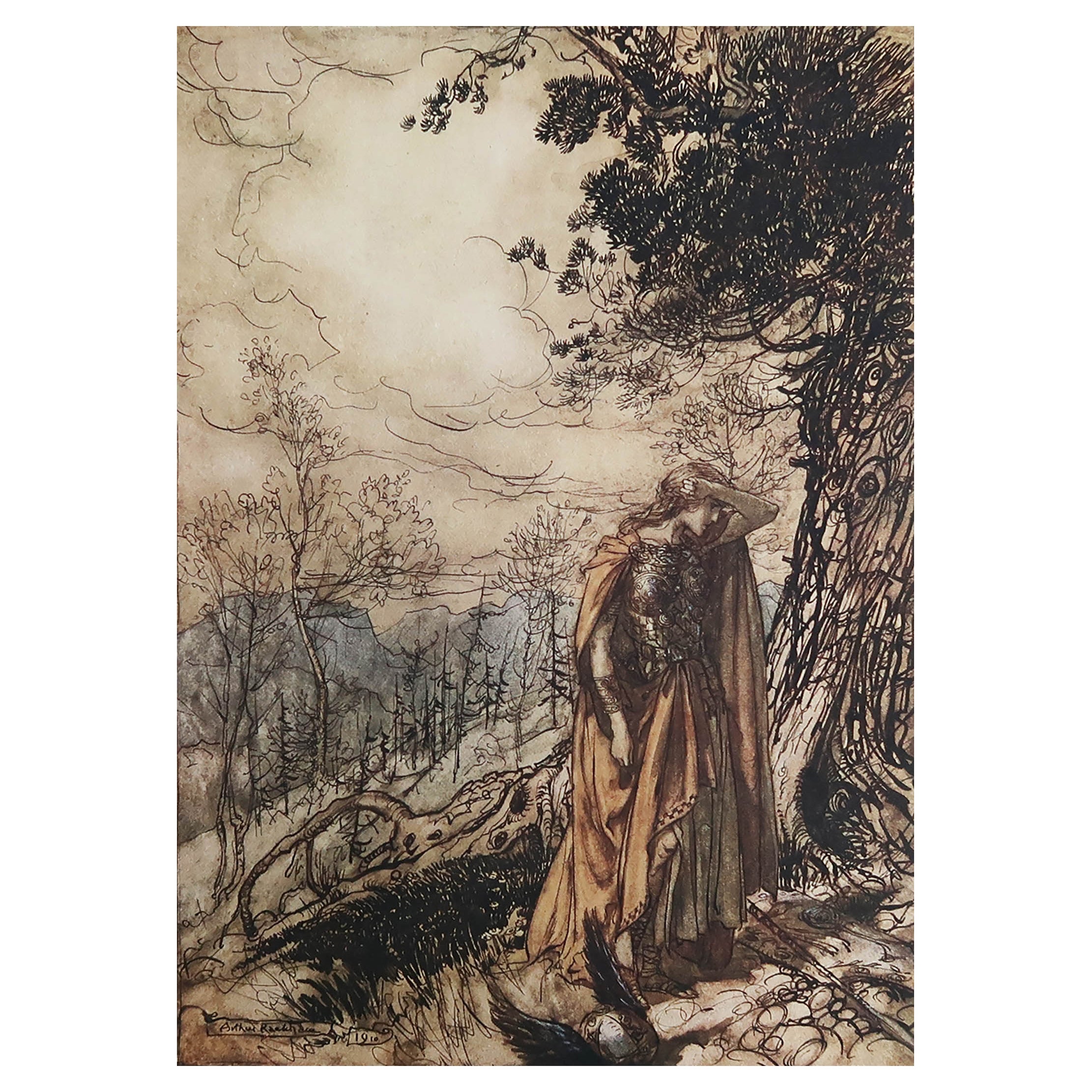 Originaler Vintage-Druck von Arthur Rackham, 1910.