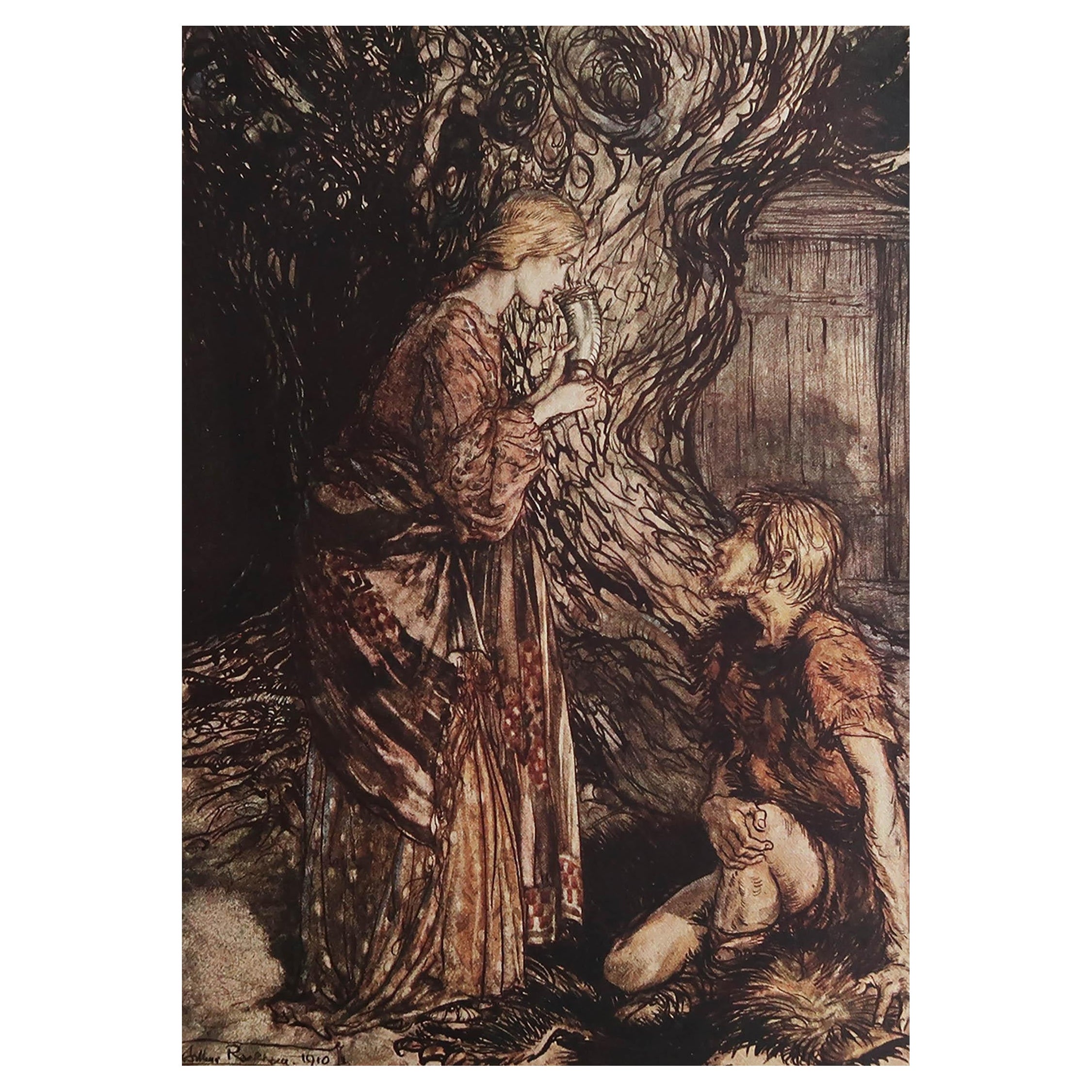 Stampa originale d'epoca di Arthur Rackham, 1910.
