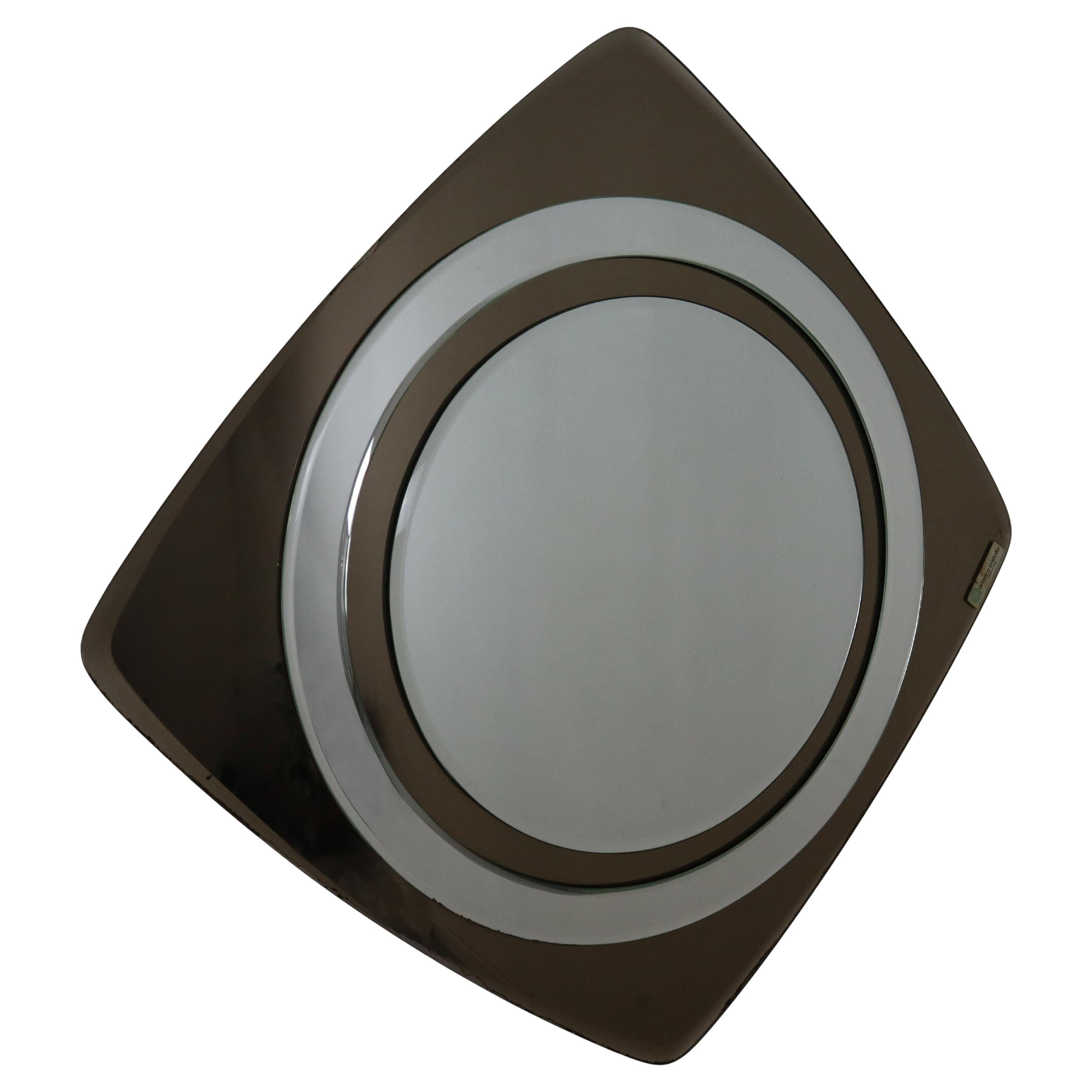 Espejo geométrico de cristal moderno de mediados de siglo de Artistica Cristallo, Italia, años 70 en venta