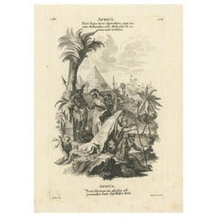 Allegorical Engraving of Africa, Johann Georg Hertel, Augsburg, Mid-18th Century