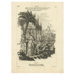 Incisione allegorica dell'Asia, Johann Hertel, Augsburg, capolavoro del XVIII secolo