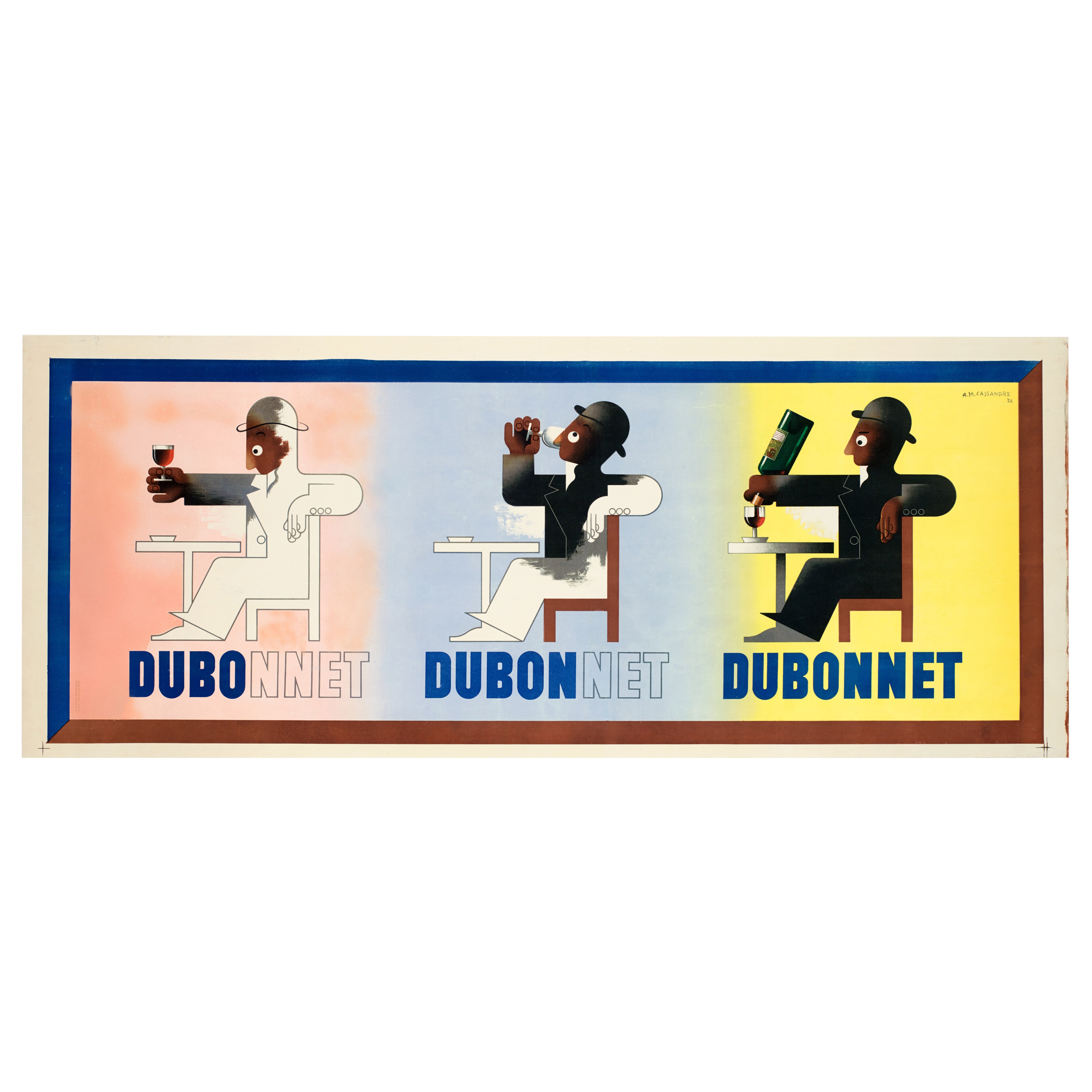 Cassandre, Cartel Art Déco Original, Dubo Dubon Dubonnet, Licor de Quinina, 1932 en venta