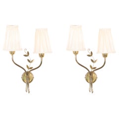 Paire de Lights scandinaves avec feuilles décoratives, années 1950