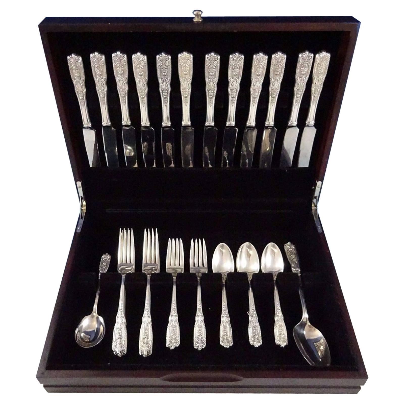 Milburn Rose by Westmorland Sterling Silver Flatware Set 12 Service 50 Pieces For Sale