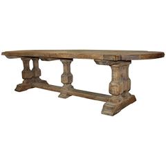 19th Century Solid Washed Oak Monastery or Trestle Dining Table