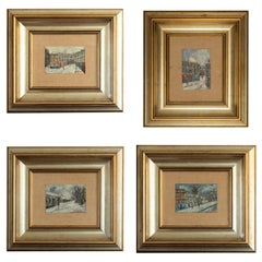 Set Of 4 French Paris Paintings, Signed «Bosc». (Early 20th Century)