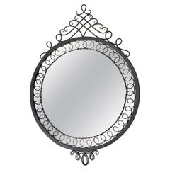 Modernist Cast Iron Round Mirror, circa 1950