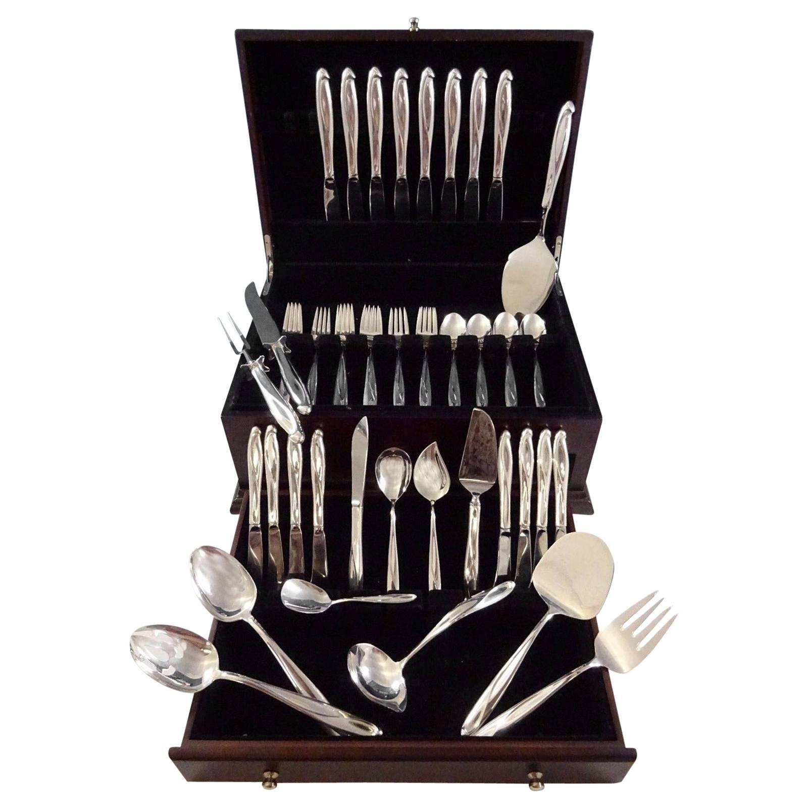Silver Sculpture By Reed & Barton Sterling Silver Flatware Service 8 Set 53 Pcs
