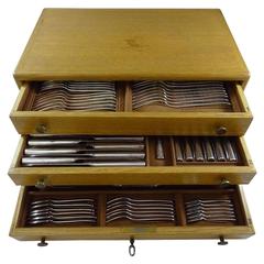 Lauzun by Puiforcat Sterling Silver Flatware Set French 77 Pcs with Fitted Box 6