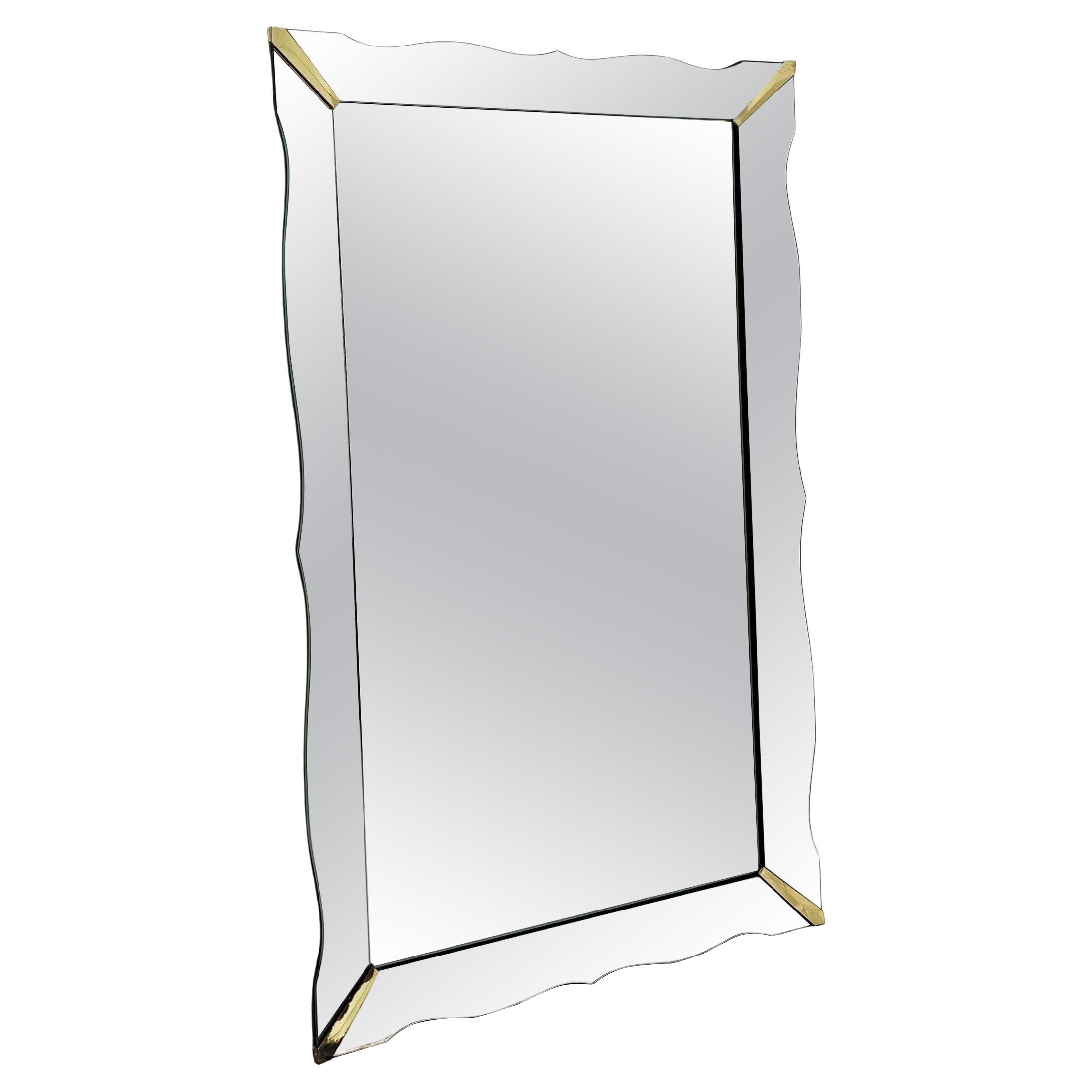 1930s Era Art Deco Scalloped Edge Mirror Framed Mirror