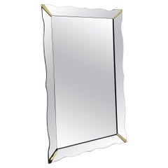 1930s Era Art Deco Scalloped Edge Mirror Miroir encadré