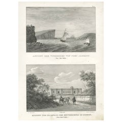 Antique Coastal Cliffs of Port Jackson and Governor's Stables in Sydney, New South Wales