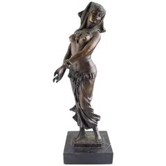 Antique Large Oriental Bronze Figure, Belly Dancer, Likely French School, circa 1900