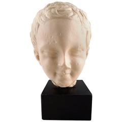 Boys Bust in Alabaster on Plinth, circa 1950s