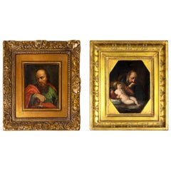 Set Of 2 Baroque Paintings Of Joseph And Paul, 18th Century