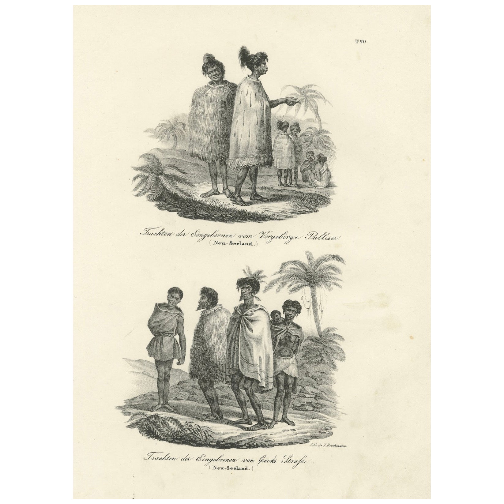 Trajes de los Indígenas, Cabo Palliser y Estrecho de Cook, Nueva Zelanda 1836
