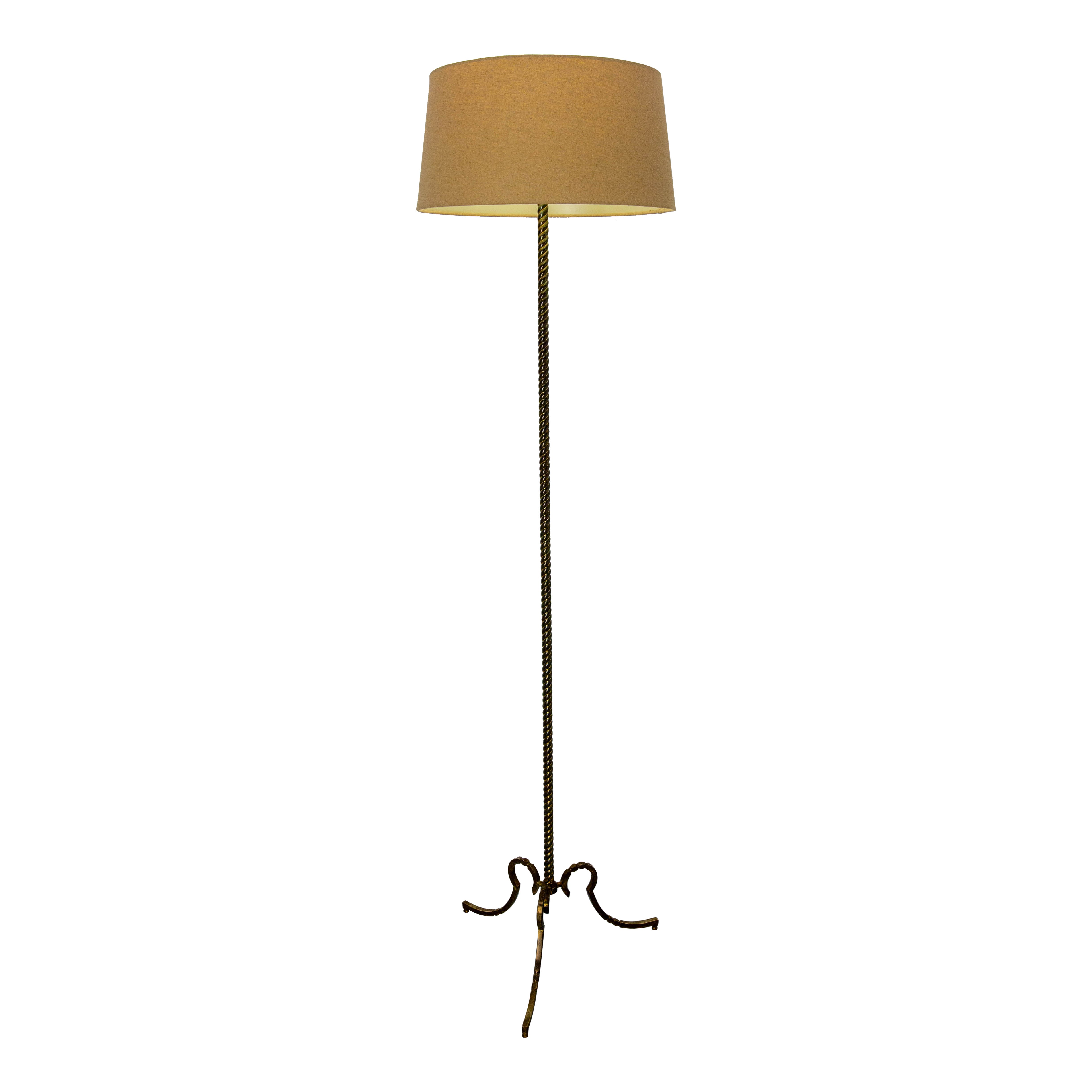 Brass Turned Vintage Floor Lamp Classical Style, French, circa 1960