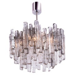 Kalmar 20" Kronleuchter Mattes Murano Glas & Nickel, Österreich 1960er