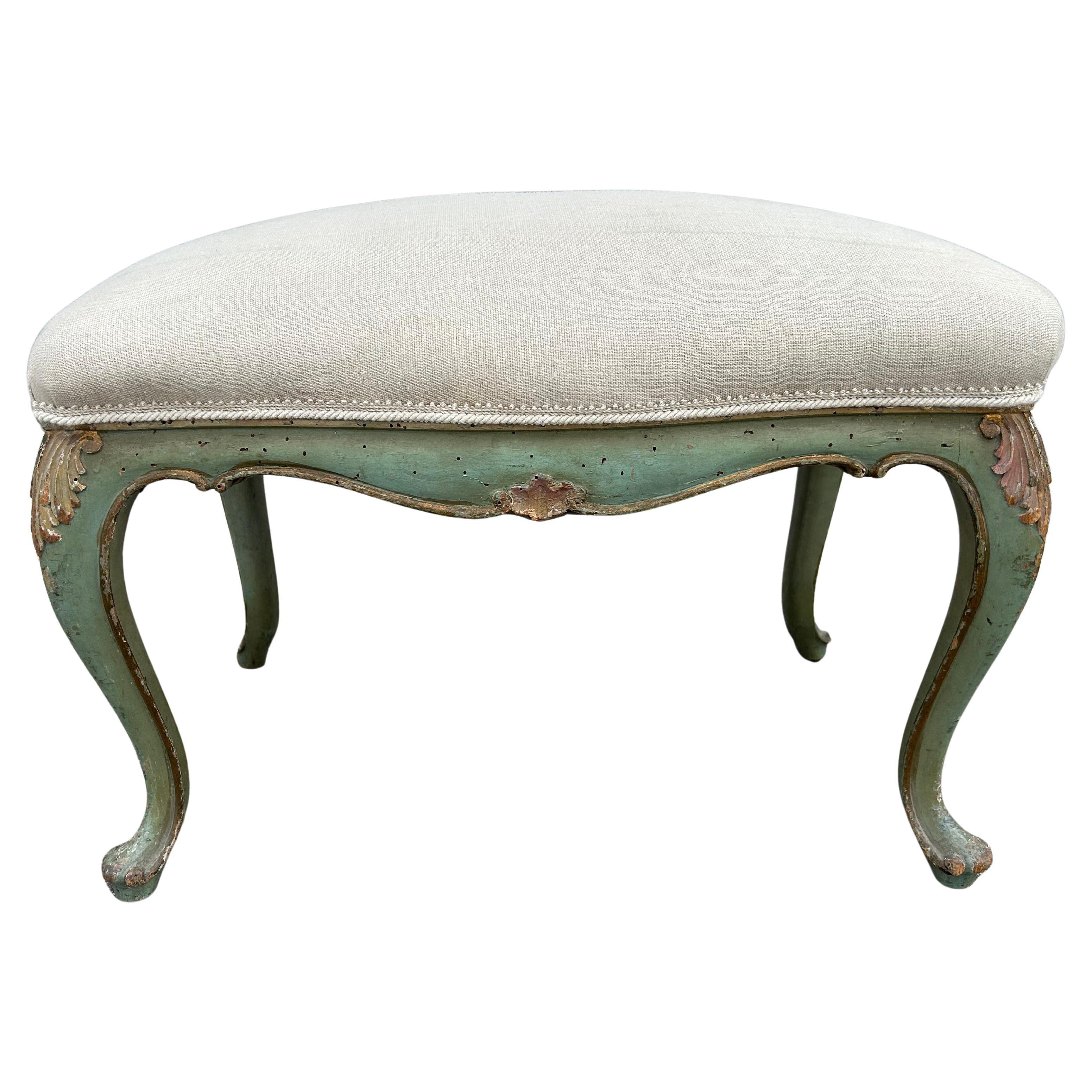Banc italien de style Louis XV peint et doré