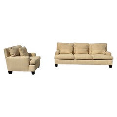 Baker Furniture Tweedy Oatmeal Down Sofa Chair, Set of 2