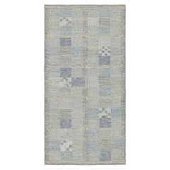 Rug & Kilim’s Scandinavian Style Runner Rug with Light Blue Geometric Patterns