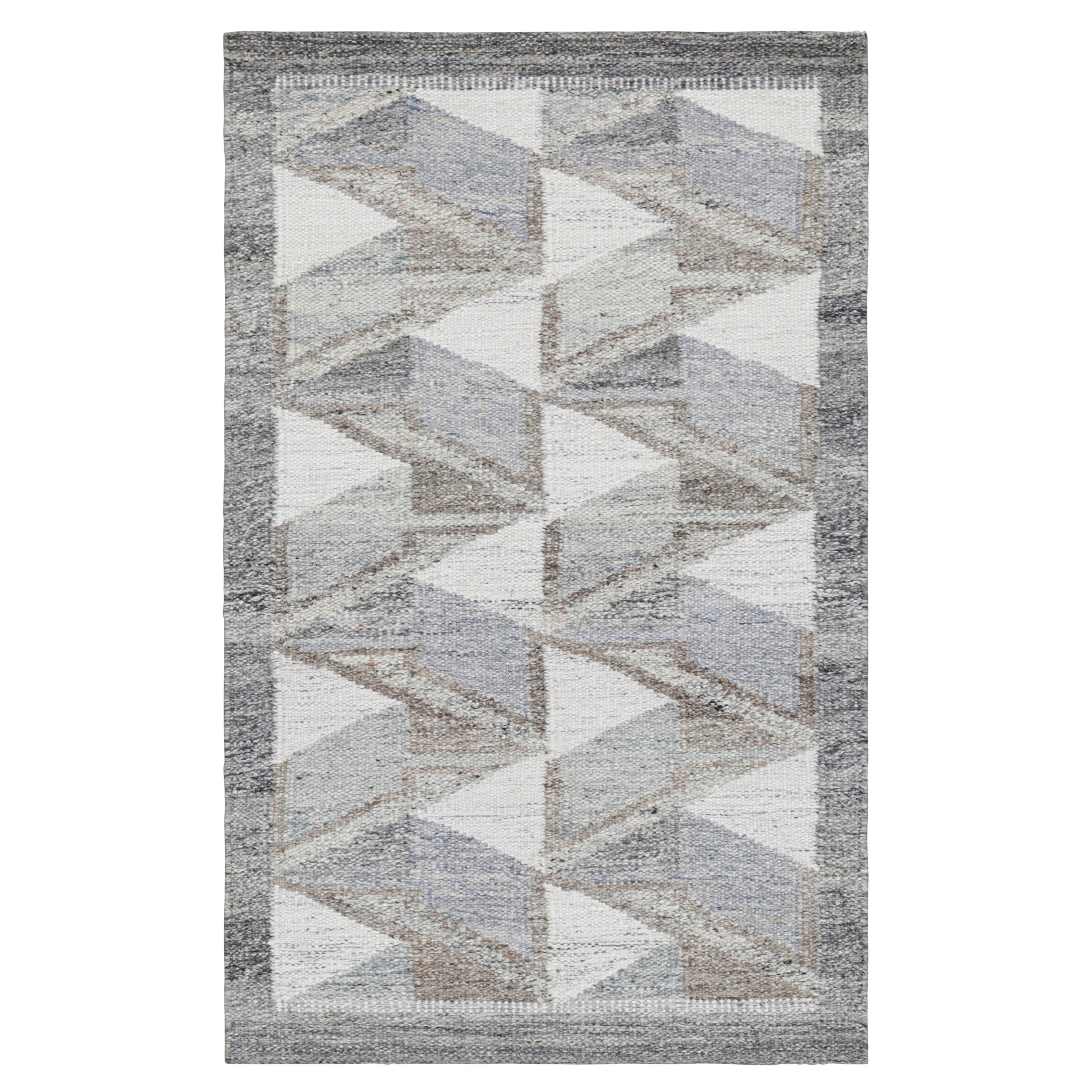 Rug & Kilim’s Scandinavian Style Outdoor Rug with Blue & Gray Geometric Pattern