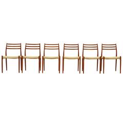 Set of Six Niels Møller Dining Chairs Mod 78