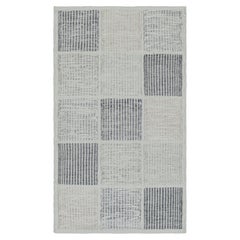 Rug & Kilim’s Scandinavian Style Rug in Blue and Gray with Geometric Patterns