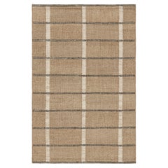 Rug & Kilim’s Scandinavian Style Rug In Beige-Brown with Black and White Stripes