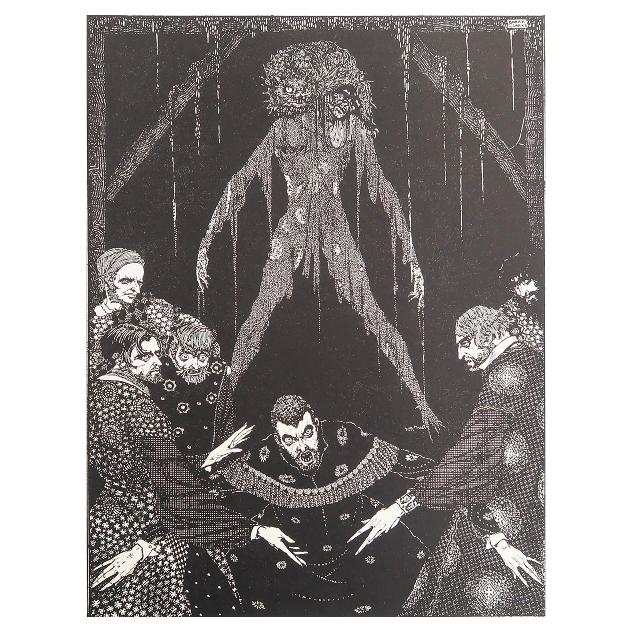 Stampa originale d'epoca di Harry Clark da "Mistero e immaginazione" di Poe del 1935