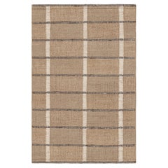 Rug & Kilim’s Scandinavian Style Rug In Beige-Brown with Black and White Stripes