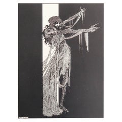 Impresión original vintage de Harry Clark de "Misterio e imaginación" de Poe, 1935