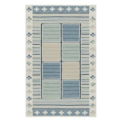 Rug & Kilims Scandinavian Style Scatter Rug in Light Blue with Geometric Pattern