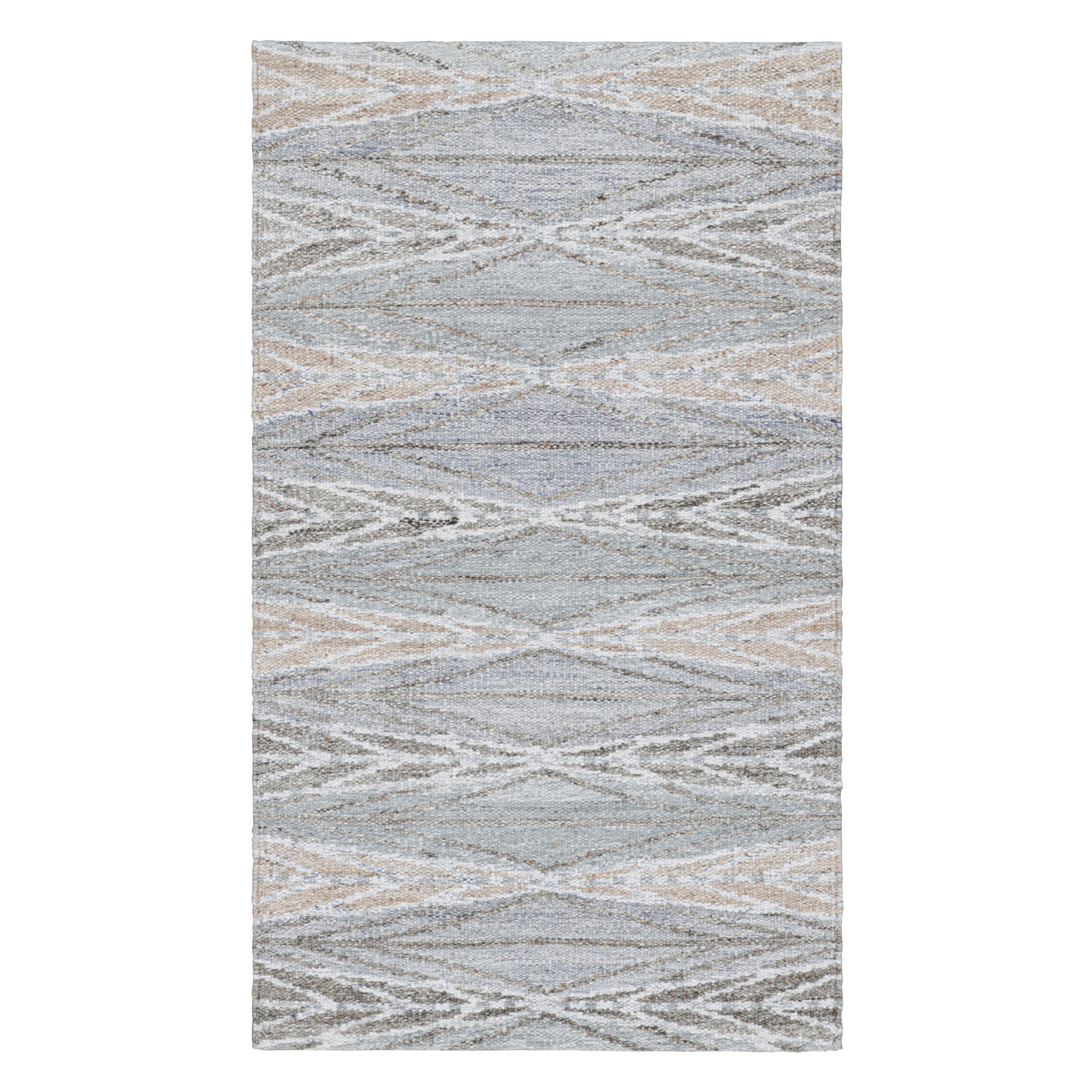 Rug & Kilim’s Scandinavian Style Outdoor Rug with Blue & Gray Geometric Pattern