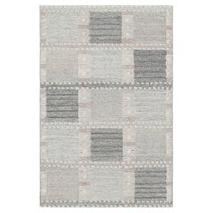 Rug & Kilim’s Scandinavian Style Rug in Gray and White Geometric Patterns