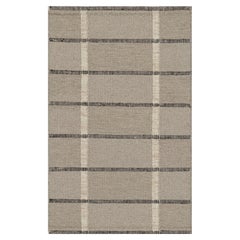 Rug & Kilim’s Scandinavian Style Rug In Gray with Black and White Stripes