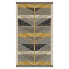 Rug & Kilim’s Scandinavian Style Rug in Gray and Gold with Chevron Patterns