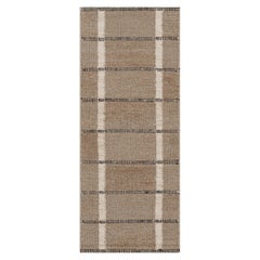 Rug & Kilim’s Scandinavian Style Runner Rug In Brown with Black & White Stripes
