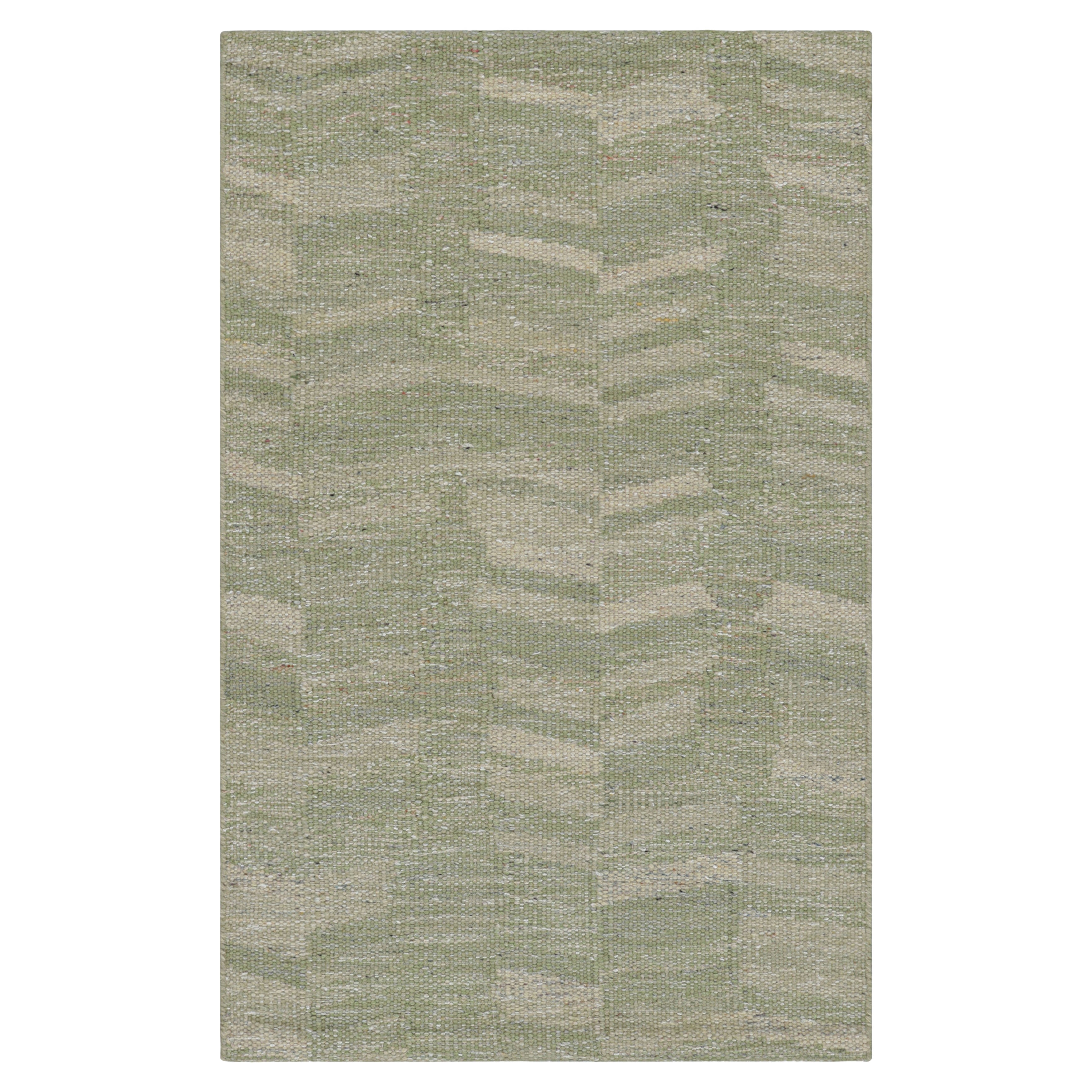 Tappeto in stile scandinavo di Rug & Kilim in verde e crema, con motivi geometrici