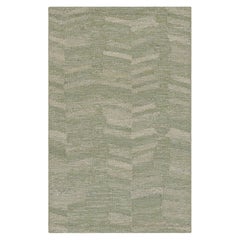 Rug & Kilim’s Scandinavian Style Rug in Green and Cream, with Geometric Patterns