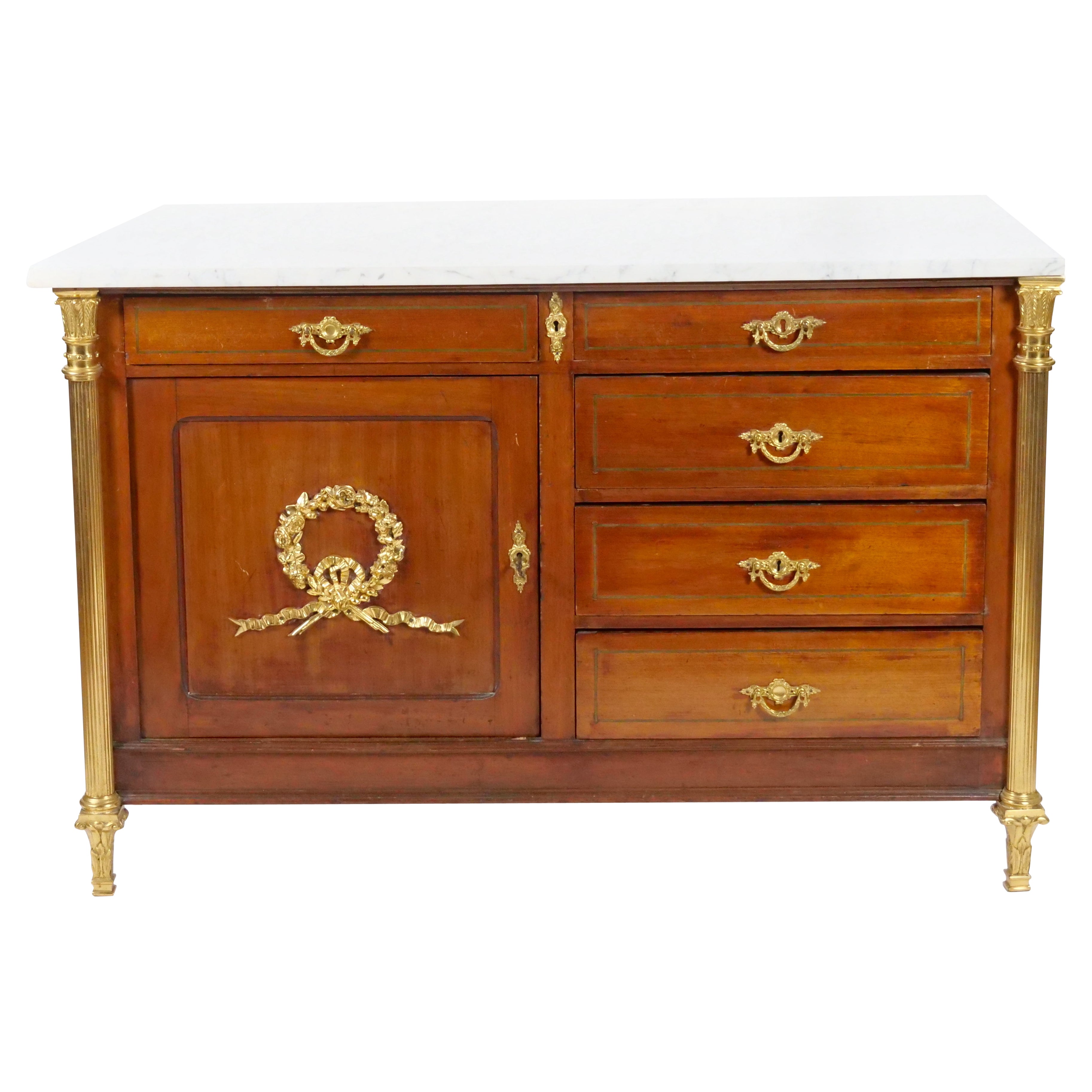 Commode / Server in mogano decorato con bronzo dorato dell'inizio del XIX secolo Luigi XVI in vendita