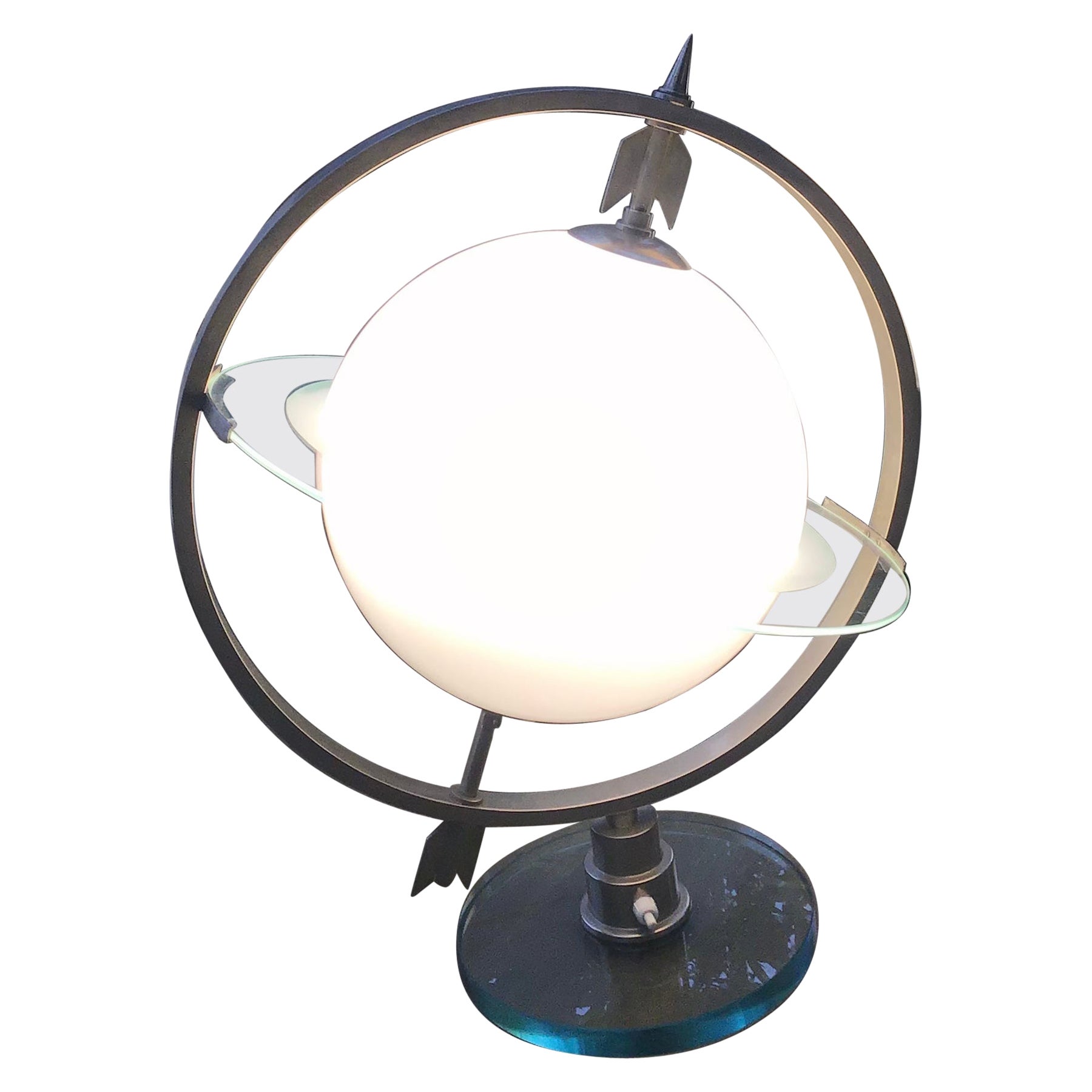 Fontana Arte "Gio Ponti" Stil Table Lamp Glass Metal Chrome 1955 Italy