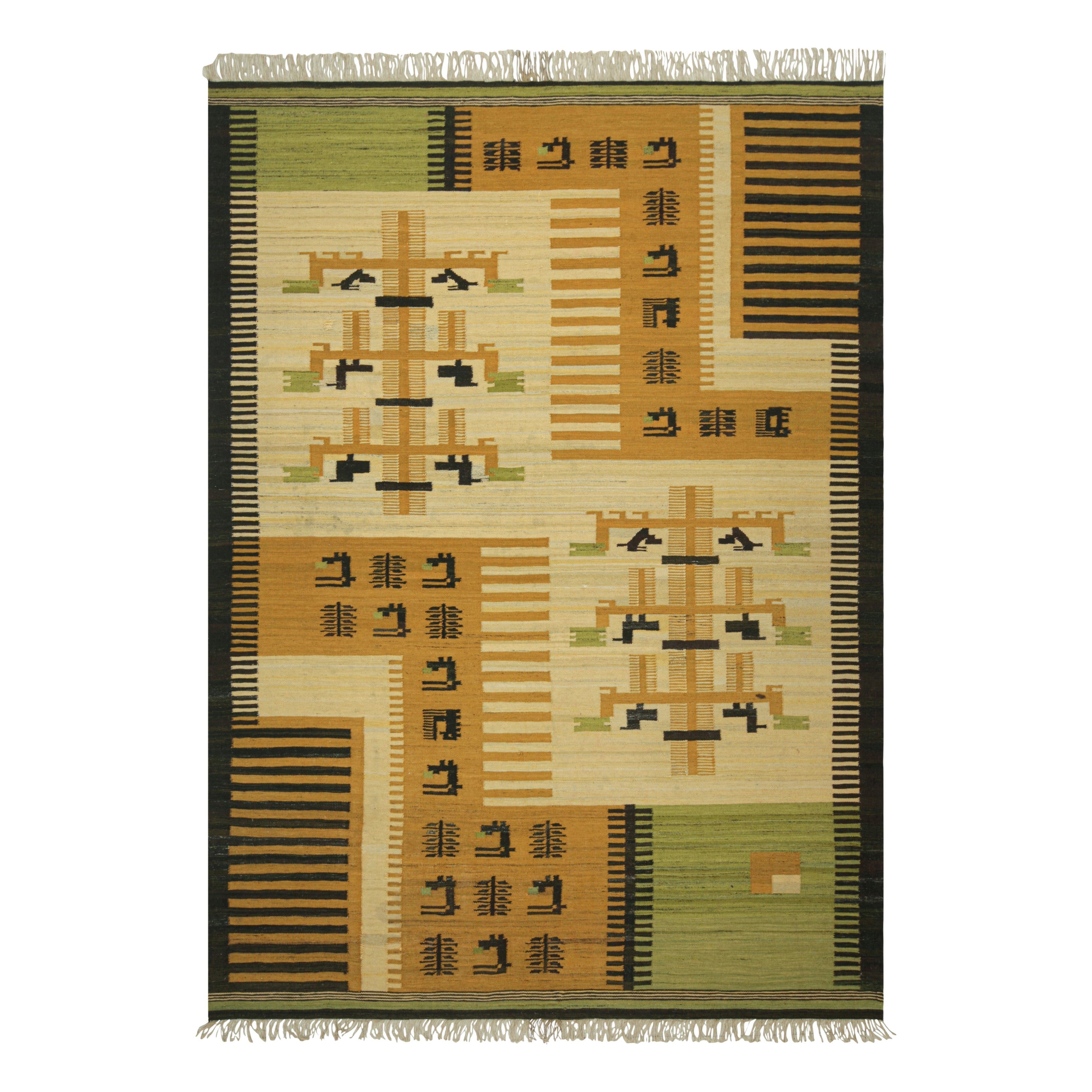 Kilim scandinave vintage avec motifs géométriques  Rug & Kilim
